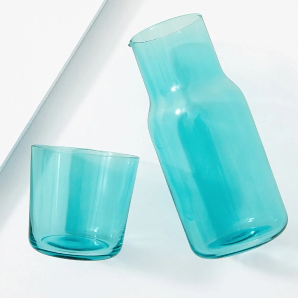 JONATHAN ADLER BIBA Blue Glass Bedside Carafe & Cup Set NIB